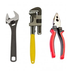 GIZMO Hand Tools , Hand Tools Kit , Hand Tools Kit For Home Use , Hand Tools Set , Tools Combo With 8" Adjustable Wrench, 12" Pipe Wrench And Combination Plier, Vehicle Tool Kit Set