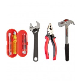 GIZMO Hand Tools , Hand Tools Kit , Hand Tools Kit For Home Use , Hand Tools Set , Tools Combo With 8" Adjustable Wrench, Claw Hammer, Combination Plier & 5 Pieces Screwdriver Set