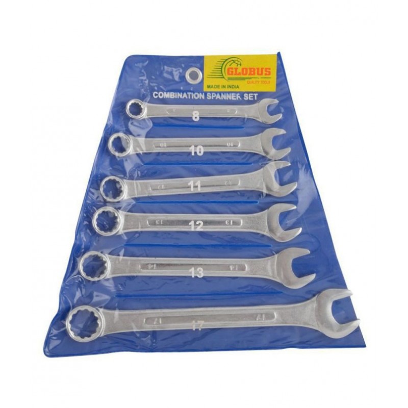 GLOBUS  Combination Raised Spanner Set (Silver, Pack of 6, GT-1005-SCR6)