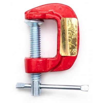 GLOBUS  Mini C or G Clamp Set (Pack of 3, Red and Silver)