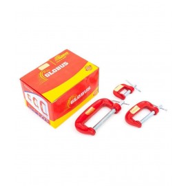 GLOBUS  Mini C or G Clamp Set (Pack of 3, Red and Silver)