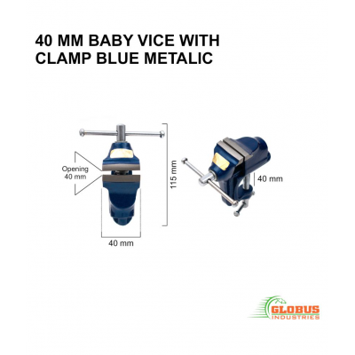 GLOBUS 1280 BLUE/ MULTICOLOUR CAST IRON BABY VICE 40 MM WITH MEASURING TAPE 3 MTR/ 10 FEET/120 INCHES.