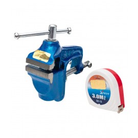 GLOBUS 1280 BLUE/ MULTICOLOUR CAST IRON BABY VICE 40 MM WITH MEASURING TAPE 3 MTR/ 10 FEET/120 INCHES.