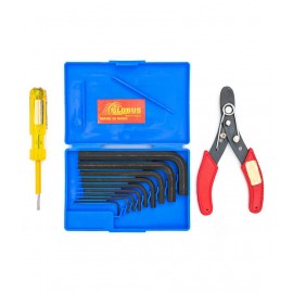 GLOBUS 1413 STEEL HAND TOOL SET/3 PCS ( 6" WIRE STRIPPER, ALLEN KEY SET/9 PCS AND LINEMAN TESTER)