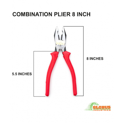 GLOBUS 1435 STEEL HAND TOOL SET/4 PCS ( 8" COMBINATION PLIER,8", WIRE STRIPPER 5",SCREWDRIVER TWO IN ONE AND ELECTRIC PVC TAPE)