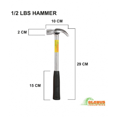 GLOBUS 1448 STEEL HAND TOOL SET/2 PCS ( HAMMER 1/2 LBS AND MEASURING TAPE 3 MTR/ 10 FEET AND 120  INCH.)