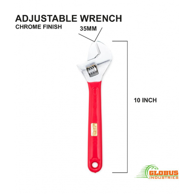 GLOBUS 1466 STEEL HAND TOOL SET/2 PCS ( 10" ADJUSTABLE WRENCH CHROME AND SCREW DRIVER 2 IN 1)
