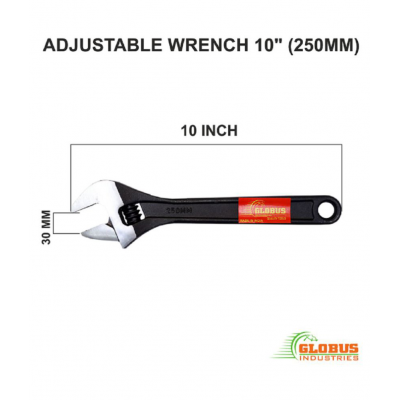 GLOBUS 401 STEEL  ADJUSTABLE WRENCH 10 INCH ( 250 MM), BLACK COLOUR FINISH