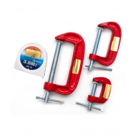 GLOBUS 407 MINI C OR G CLAMP SET/3 PCS ( 1"+2"+3") AND MEASURING TAPE 3 MTR/ 10 FEET/ 120 INCHES (PACK OF 4)