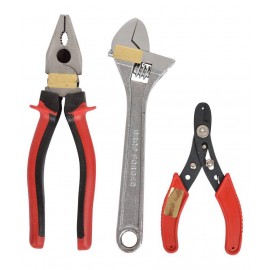 GLOBUS 807 Hand Tools Kit (Pack of 3 -  8 inch  Adjustable Wrench Chrome, 8 inch Plier, 6 inch Wire Stripper)