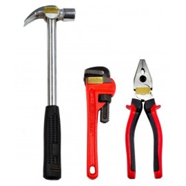 GLOBUS 923 Hand Tool Set/3 PCS (8" Pipe Wrench AMERICAM Model, 8" PLIER, 1/2 LBS Hammer)