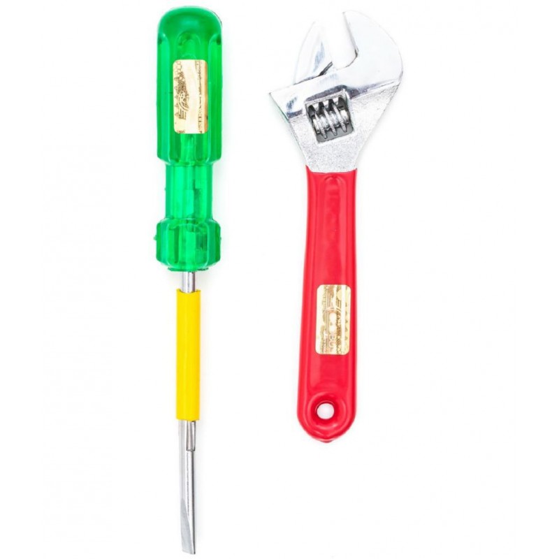 GLOBUS 970 ADJUSTABLE WRENCH 6" ( 150 MM ) IN PVC DIP ANDSCREW DRIVER 2IN1