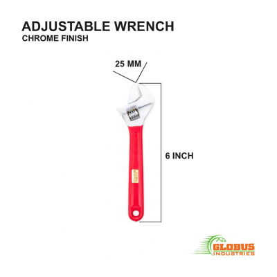 GLOBUS 970 ADJUSTABLE WRENCH 6" ( 150 MM ) IN PVC DIP ANDSCREW DRIVER 2IN1