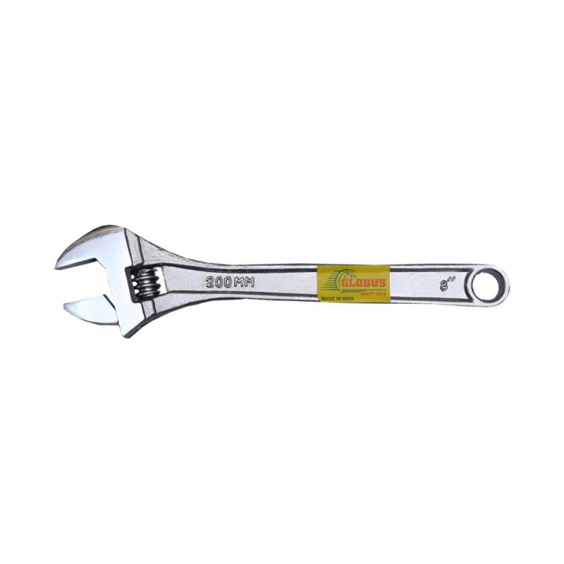 GLOBUS ADJUSTABLE WRENCH 8" ( 200 MM )  CHROME FINISH SINGLE PC.