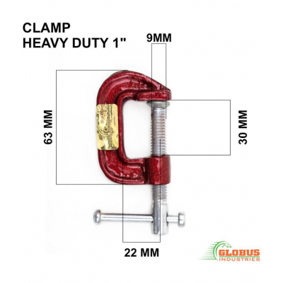 GLOBUS C OR G CLAMP HEAVY DUTY 1" (25 MM ) SET/2 PCS  RED METALLIC COLOUR FINISH AND MEASURING TAPE 3 MTR/10 FEET/ 120 INCHES (PACK OF 3)