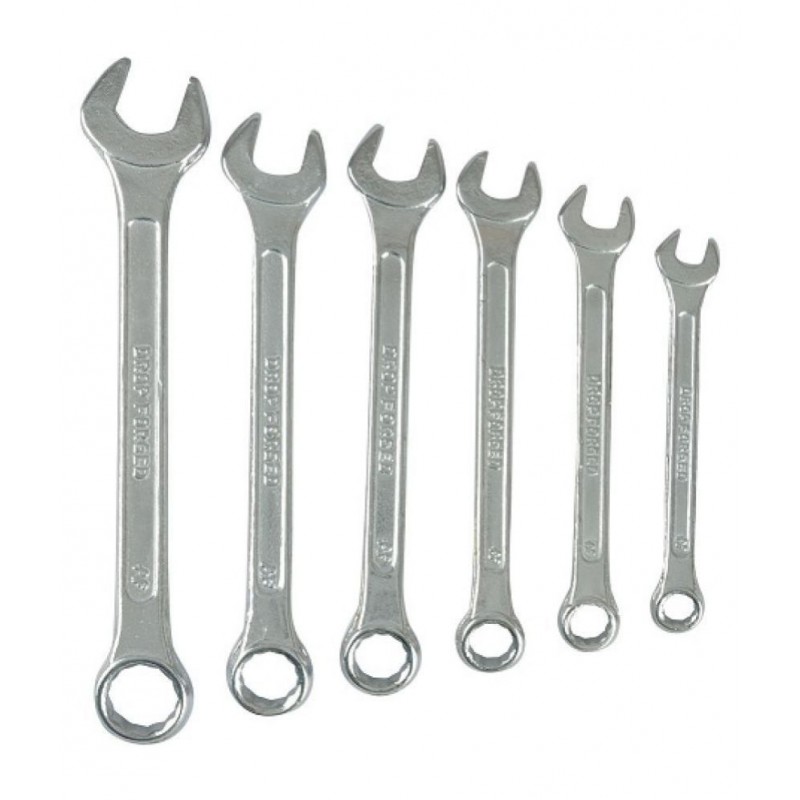 GLOBUS COMBINATION SPANNER SET/6 PCS, RECESSED PANEL IN CHROME MATT FINISH