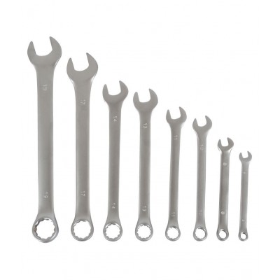 GLOBUS COMBINATION SPANNER SET/8 PCS, ELLIPTICAL PATTERN, SATIN FINISH