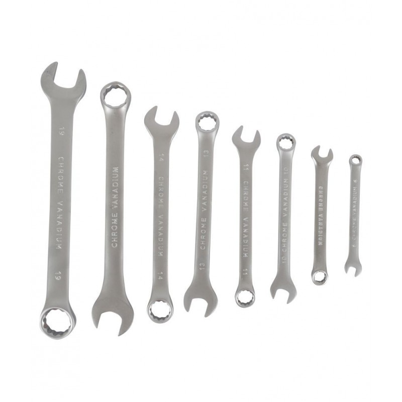 GLOBUS COMBINATION SPANNER SET/8 PCS, ELLIPTICAL PATTERN, SATIN FINISH