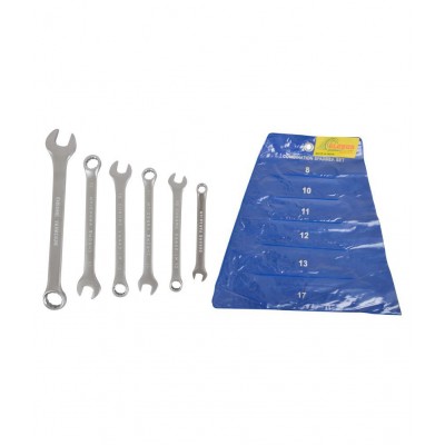 GLOBUS Combination  Spanner Set , Satin finish Pack of 6 - (8 TO17 MM)