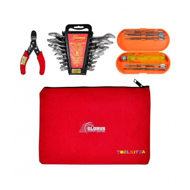 GLOBUS HAND TOOL SET/ 3 PCS ( DOE SET/8 PCS RAKE, WIRE STRIPPER SCREW DRIVER SET/6 PCS WITH TOOL KIT BAG )