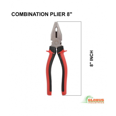 GLOBUS HAND TOOL SET/2 PCS ( WATER PUMP PLIER 10" ( 250 MM ) AND COMBINATION PLIER 8" ( 200 MM ), RED AND BLACK)