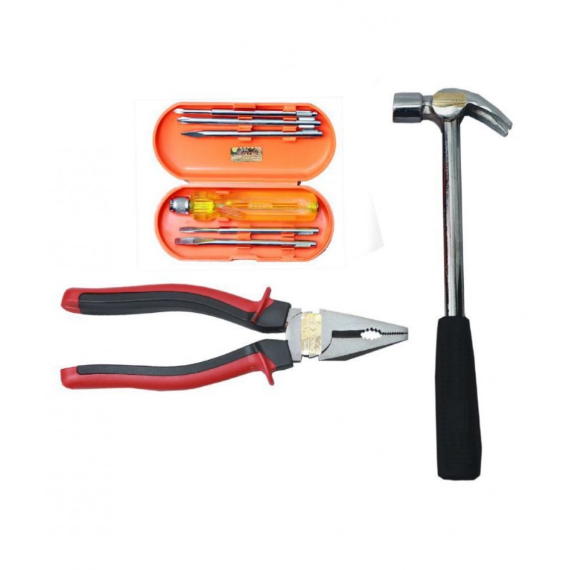 GLOBUS HAND TOOL SET/3 PCS ( 1/2 LBS HAMMER,SCREWDRIVER SET/6 PCS AND OMBINATION PLIER 8" ( 200 MM ).