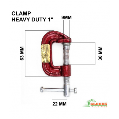 GLOBUS HEAVY DUTY C CLAMP 1" ( 25 MM ) IN RED METALLIC COLOUR FINISH SINGLE PC.