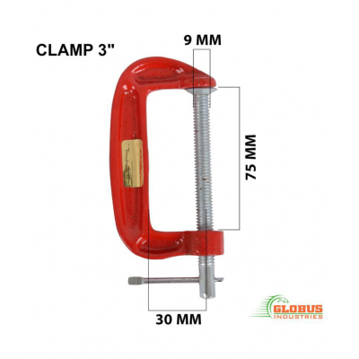 GLOBUS MINI C OR G CLAMP SET/3 PCS ( 25 MM, 50 MM AND 75 MM ) RED AND SILVER.