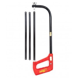 GLOBUS STEEL HACKSAW 12 INCH ( 300 MM) WITH FITTED BLADE WITH RED PVC HANDLE AND SPARE 2 BLADE