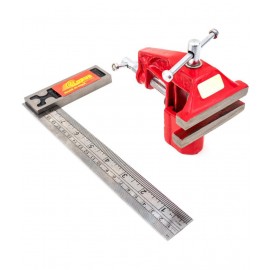 GLOBUS1491 Cast Iron Baby Vice- (70 mm, Red) with MEASURING SCALE TRY SQUARE 8"(200 MM)