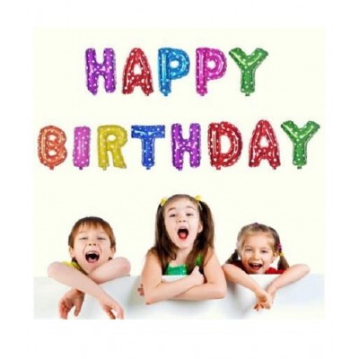 GNGS Happy Birthday Letters Foil Balloons Set of 13 Letters + 30 Pcs Happy Birthday Printed Party Decorations Balloons