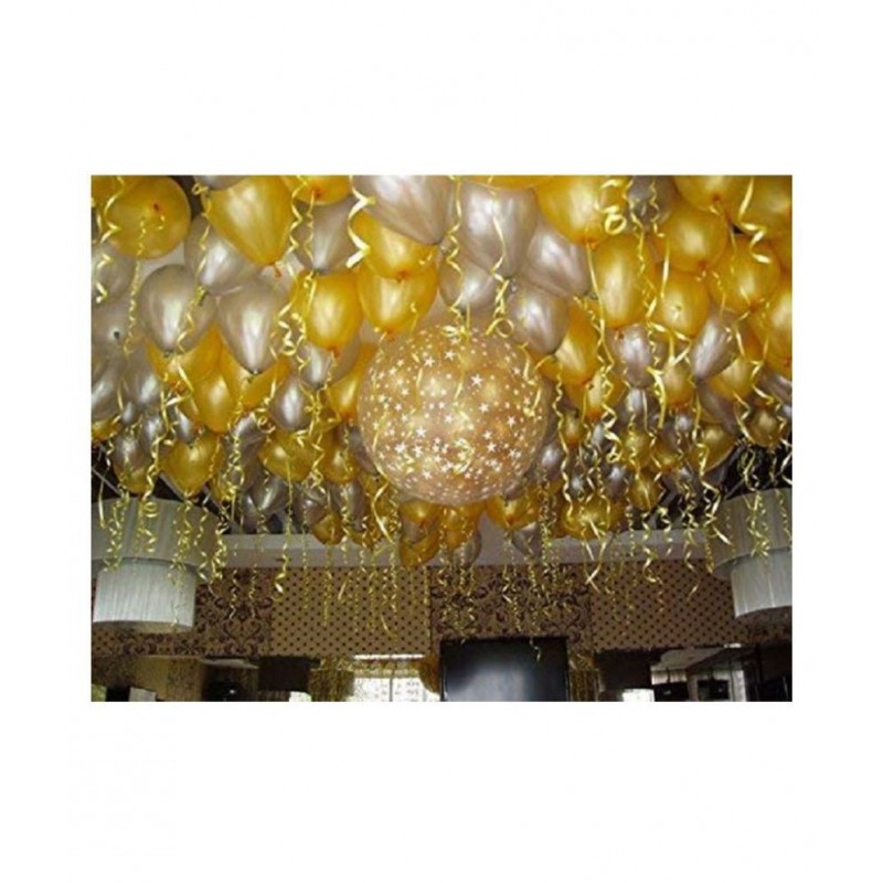 GNGS Pack of 100 (Gold & Silver) Metallic Balloons for Decorations