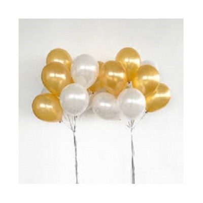 GNGS Pack of 100 Gold & White Anniversary/Birthday Party Balloons
