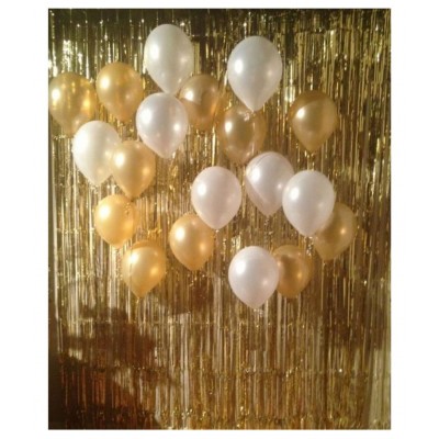 GNGS Pack of 100 Gold & White Anniversary/Birthday Party Balloons