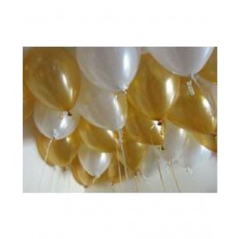 GNGS Pack of 100 Gold & White Anniversary/Birthday Party Balloons