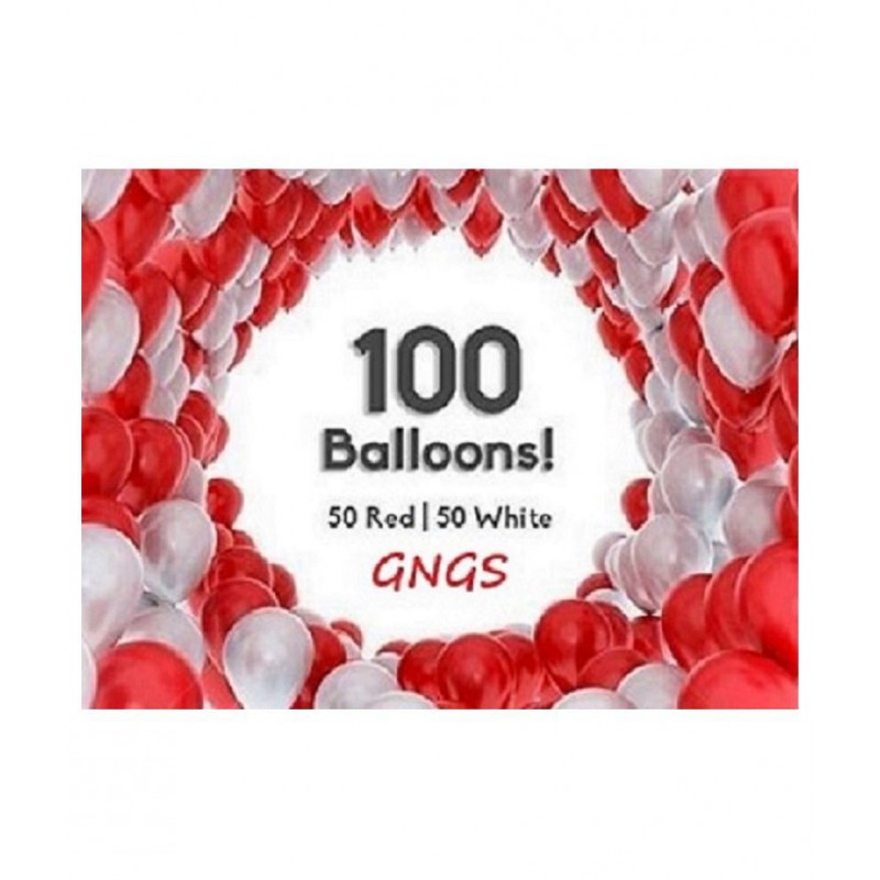 GNGS Pack of 100 (Red & White) Party Balloons for Decorations