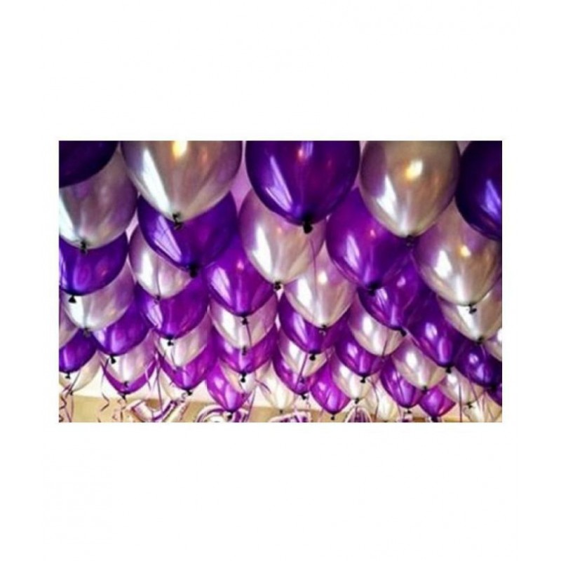 GNGS Pack of 100 (Silver & Purple) Party Balloons for Decorations