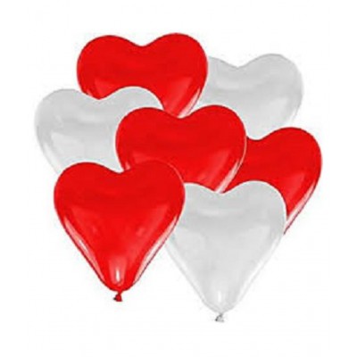 GNGS Pack of 30 Red & White Heart Balloons for Party Decorations