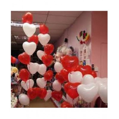 GNGS Pack of 30 Red & White Heart Balloons for Party Decorations