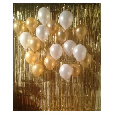 GNGS Pack of 50 Gold & White Anniversary/Birthday Party Balloons