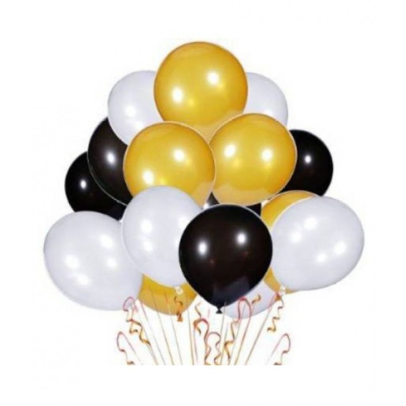 GNGS Pack of 50 Party Decoration Balloons (Black, Gold, White)