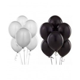 GNGS Party Decoration Balloons (Black, White, Pack of 50)