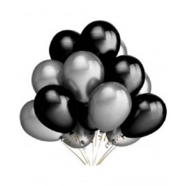 GNGS Party Decoration Balloons (Silver, Black) Pack of 50