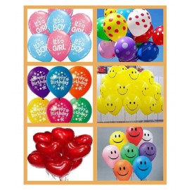 GNGS Six Types of Different Party Balloons (Multicolour, Pack of 60)