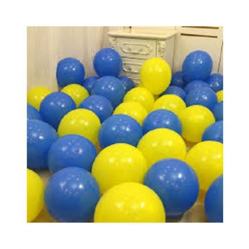 GNGS Solid Anniversary Birthday Party Balloon (Blue, Yellow, Pack of 50)