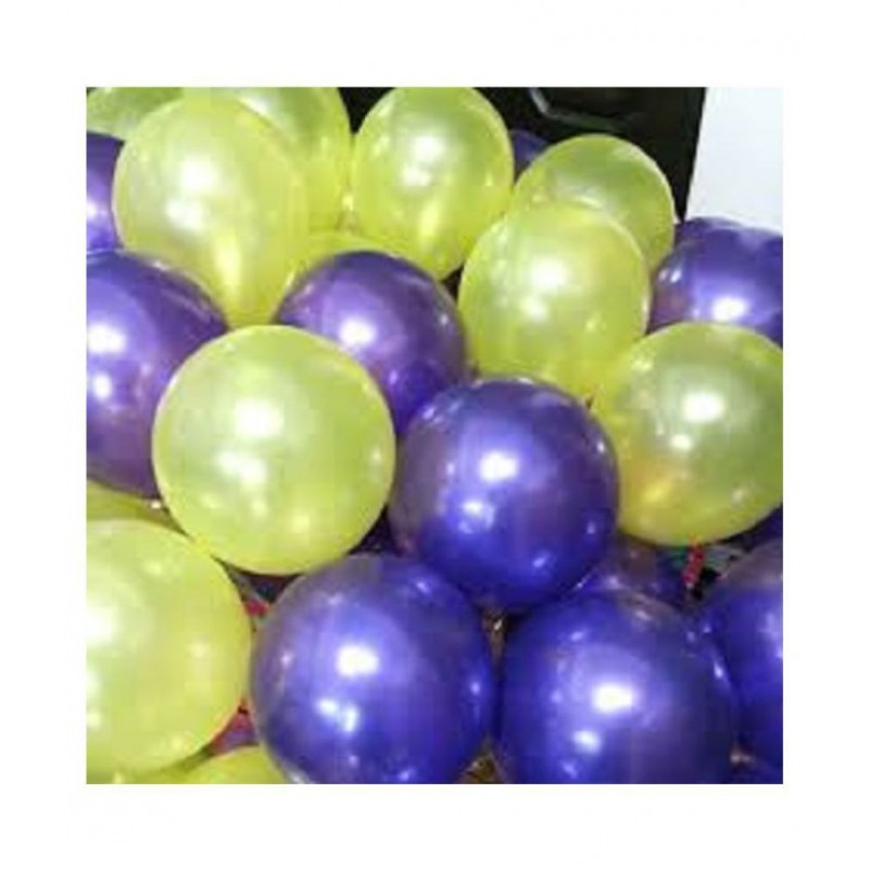 GNGS Solid Anniversary Party Balloons (Yellow, Purple, Pack of 50)