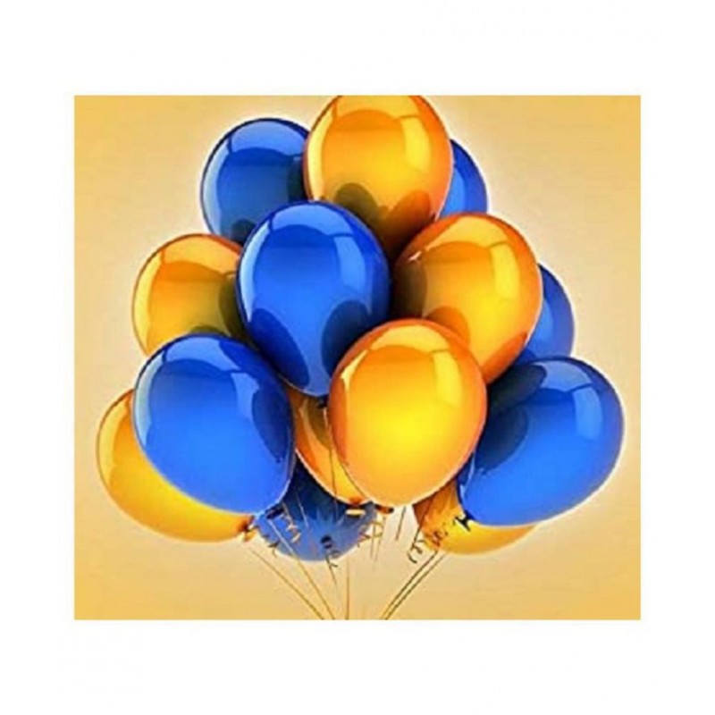 GNGS Solid Anniversary Party Decoration Balloons (Golden, Blue) Pack of 50