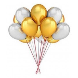 GNGS Solid Anniversary Party Decoration Balloons (Silver, Gold) Pack of 50