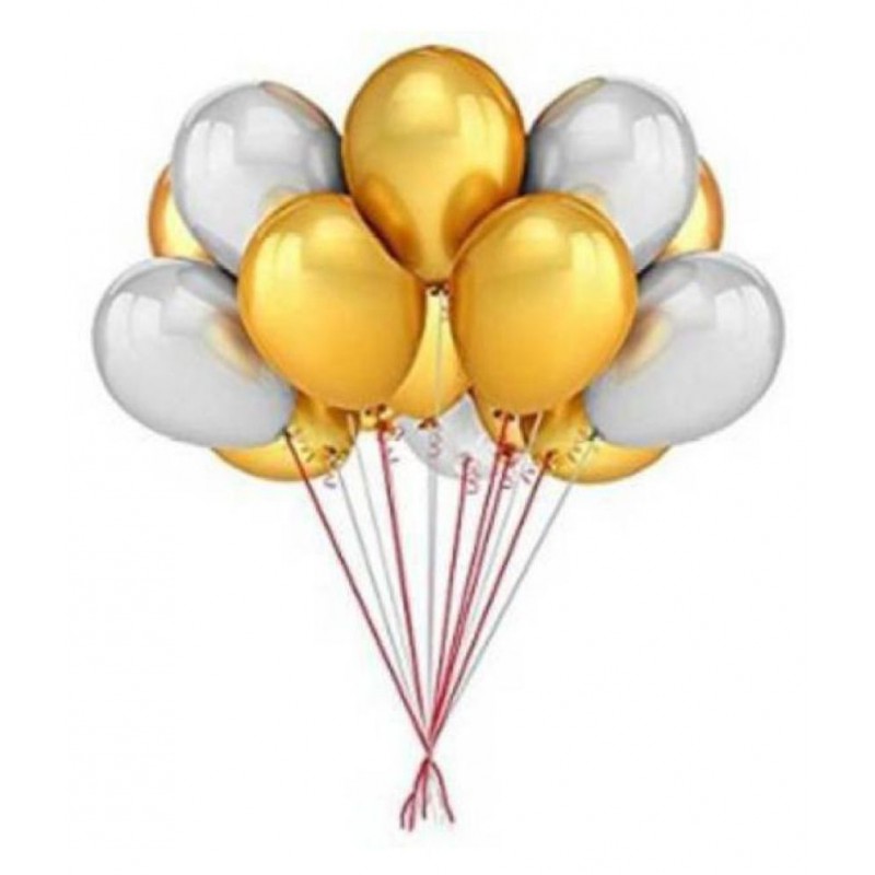 GNGS Solid Anniversary Party Decoration Balloons (Silver, Gold) Pack of 50