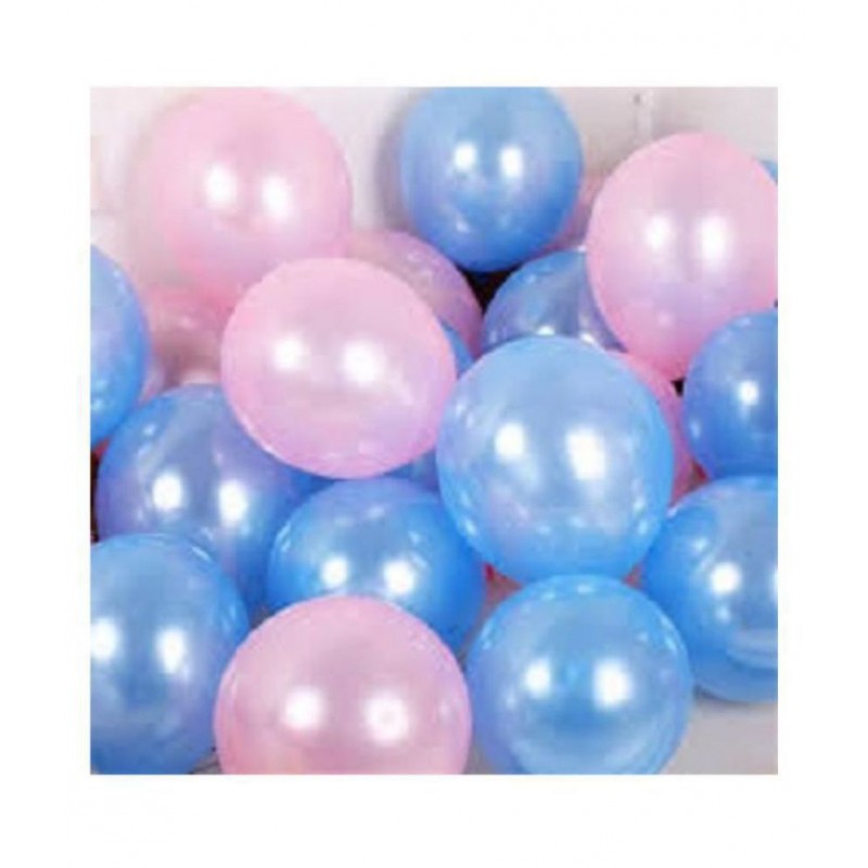 GNGS Solid Birthday / Anniversary Metallic Party Balloons (Blue, Pink, Pack of 50)